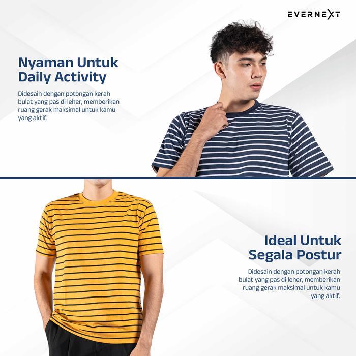 EVERNEXT Kaos Salur Pria Wanita Kaos Stripe Belang Garis Horizontal Kaos Casual Distro Keren Uni