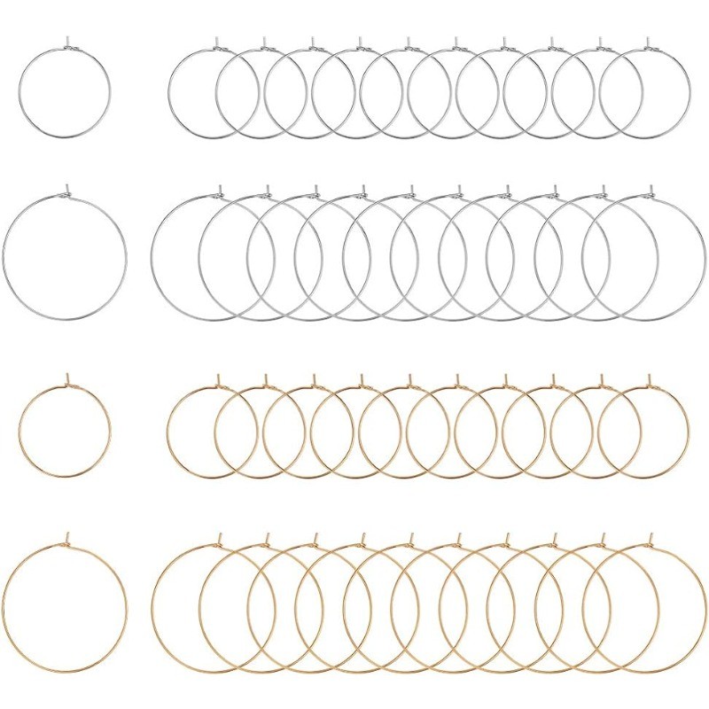 100pcs 2 Sizes 25mm/35mm Stainless Steel Hoop Earring Hypoallergenic Earring Findings Ring Earring