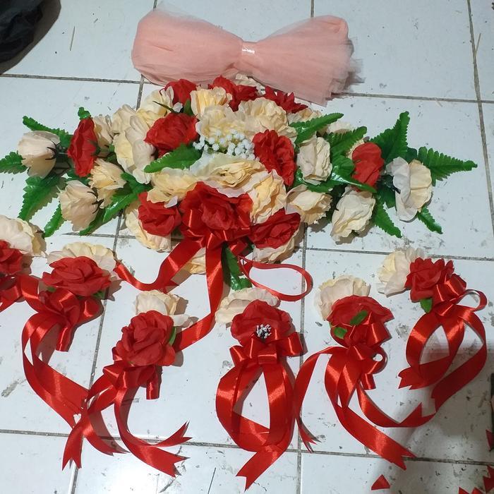 BUKET BUNGA MOBIL PENGANTIN, BUNGA PALSU, untuk hias mobil pengantin