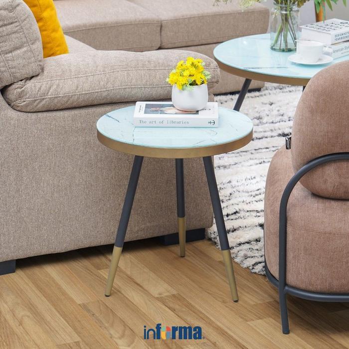 Informa Marsha Meja Sisi - Putih Meja Kecil Meja Sofa Ruang Tamu Kopi Meja Sudut Ruangan