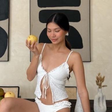 Premium Murah TMBM Melati bikini white putih swimwear baju renang swimsuit pakaian pantai beach