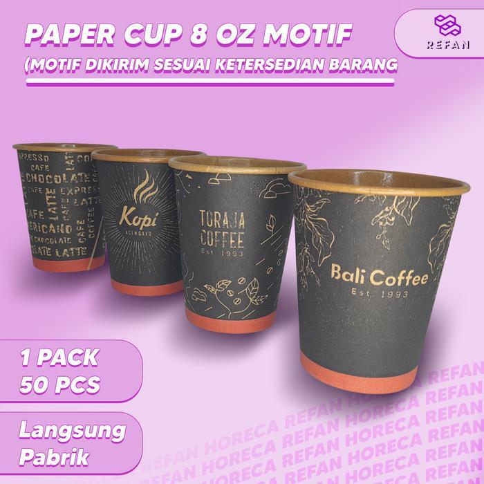 Paper Cup Motif / Gelas Kertas Motif / Hot Cup Paper / Cup 8 Oz