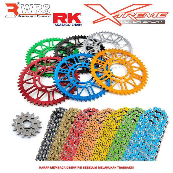 Paketan Gear Set Depan Belakang Wr3 & Rantai Rk Chain 520 Mru Uw-Ring Ninja 250 Fi Cbr 250Rr R25