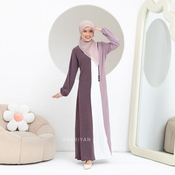 TERMURAH Shabiyan 618 Gamis Kombinasi Warna Remaja & Dewasa Simple Elegan