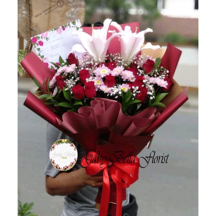 Buket bunga artificial mawar merah buket bunga palsu buket ultah birthday bunga buket jumbo buket