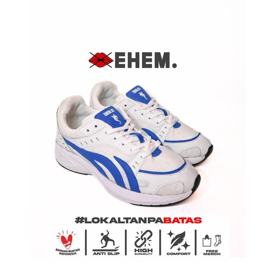 Ehem - Sepatu Sneakers Unisex lexis White Blue Running