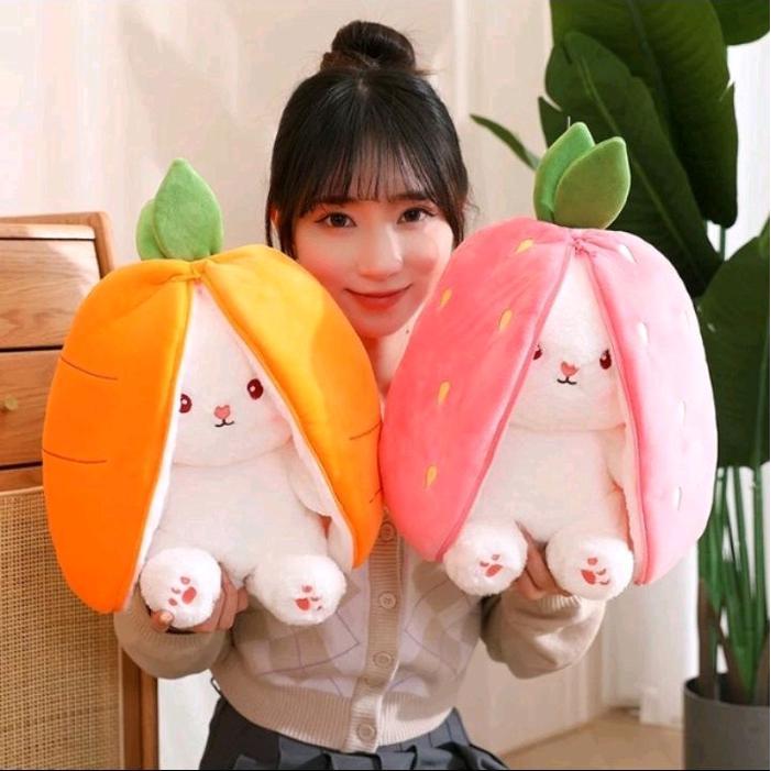 897p- Boneka Viral Kelinci Di Dalam Buah Strowbery Dan Wortel Ber Sni