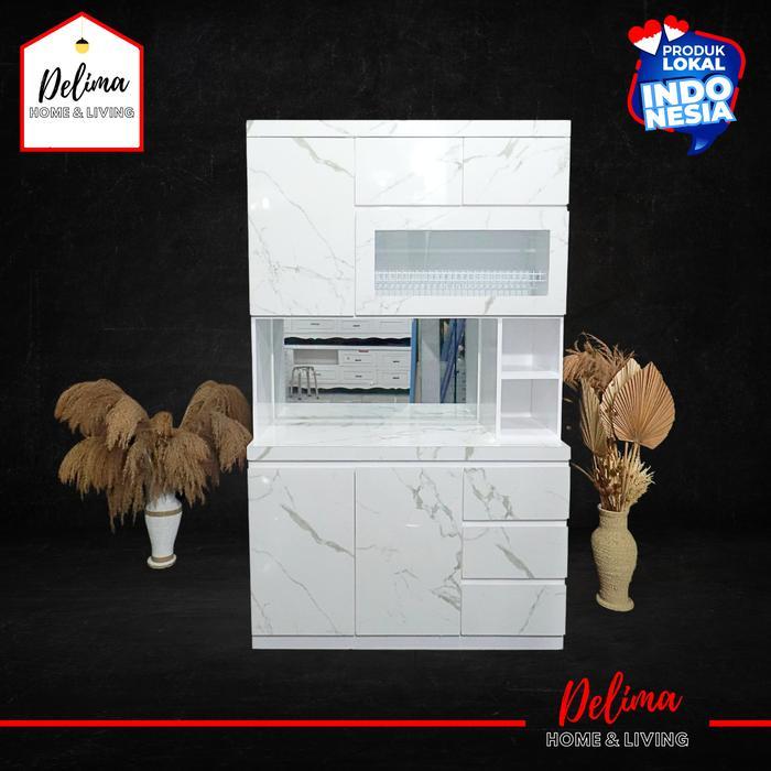 mega_clean- lemari sayur 3 pintu hpl /lemari dapur/ rak dapur/lemari makan marmer