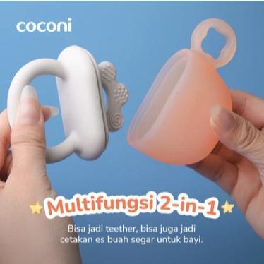 COCONI Ice Pop Teether Teether + Cetakan Es Buah Bayi 2-in-1 Food Grade Silicone, Aman untuk 4