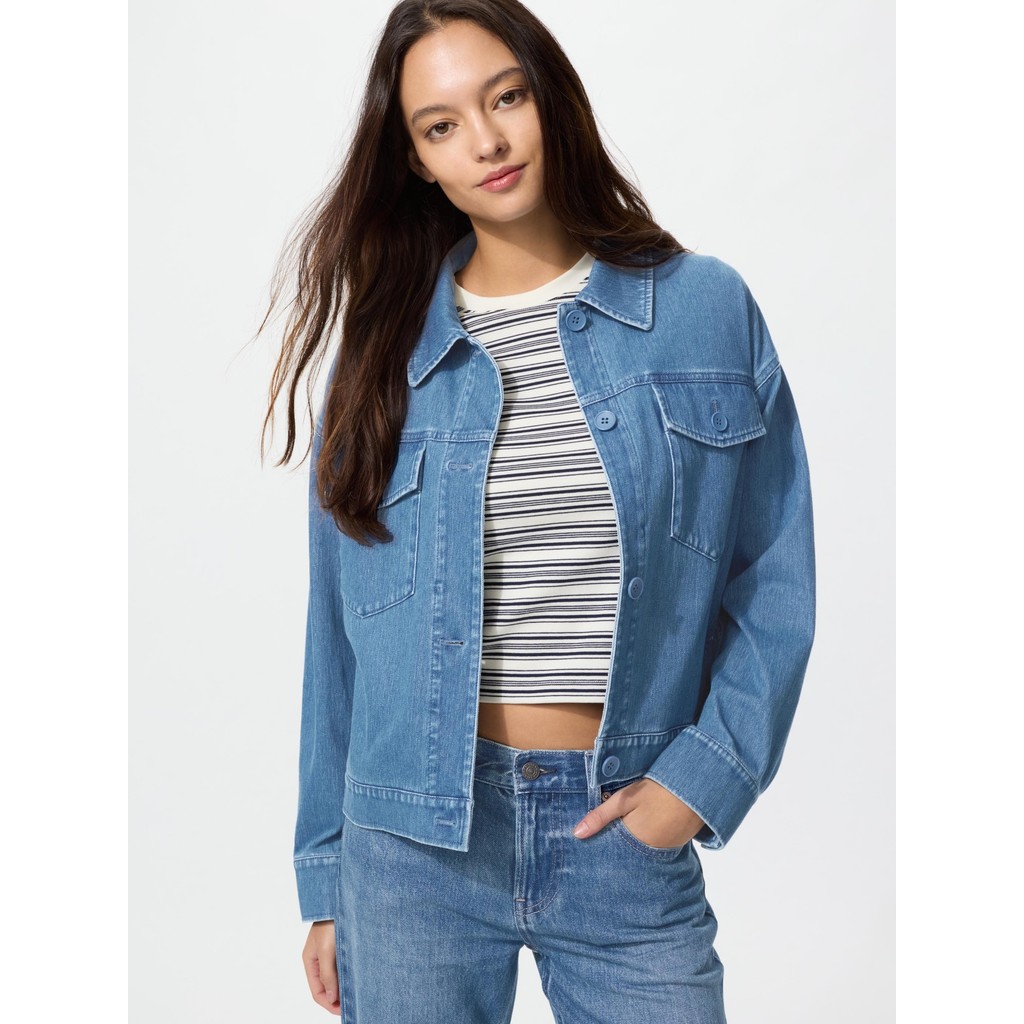 Uniqlo Jaket Rileks Jersey Denim