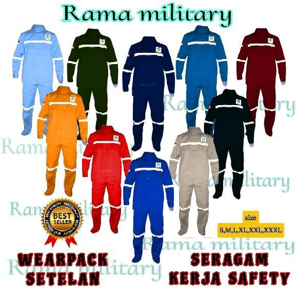 Set Kameja Kerja Stelan Wearpack Atasan Safety Polos / Baju Kerja Seragam Panjang Pria