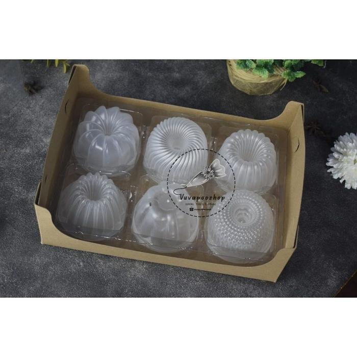 Dus Mika Puding Mini Sekat 6 / Dus Kemasan Puding Mini / Alas Mika Puding