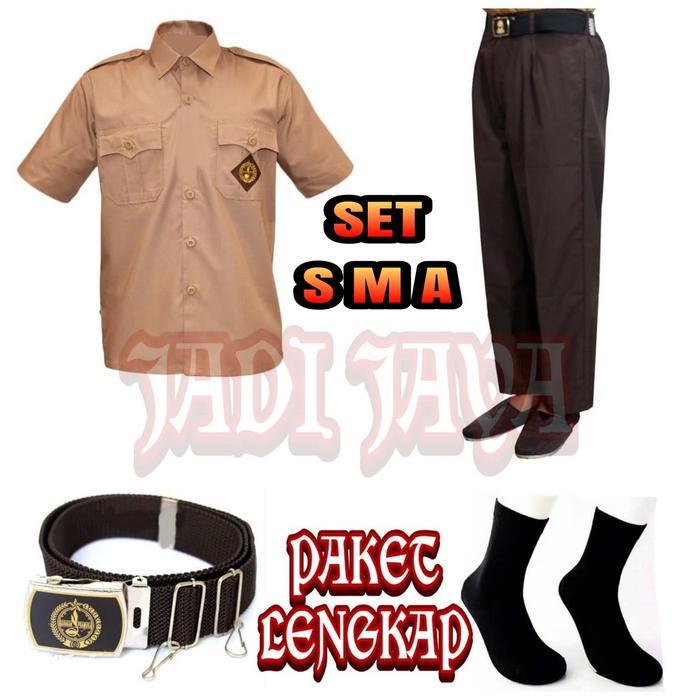 New- Set Seragam Pramuka SMA Pria Celana Panjang Baju Pendek Baju Putra