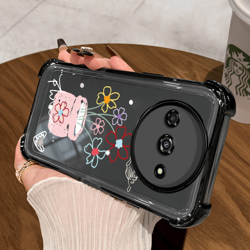 Casing Hp untuk Xiaomi Redmi A3 A3X POCO C61 Case Casing Pot Bunga Graffiti pola Cesing HP Kesing em