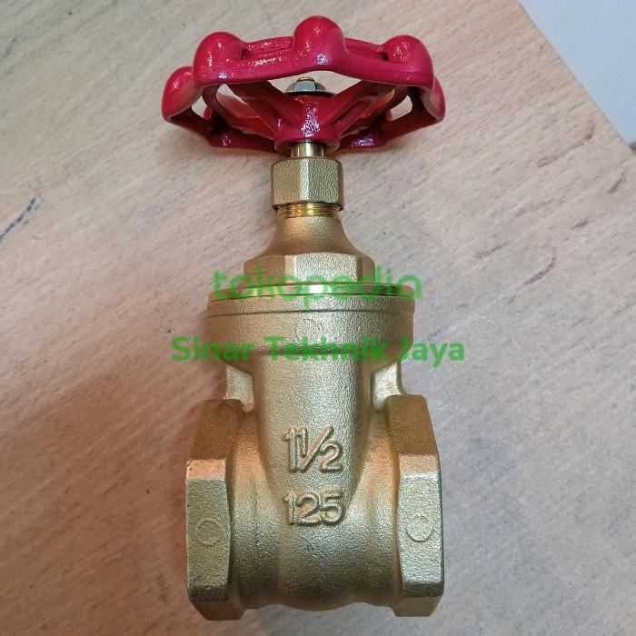 Gate valve 1-1/2" kitz kuningan 1,5" inch kran putar kitz