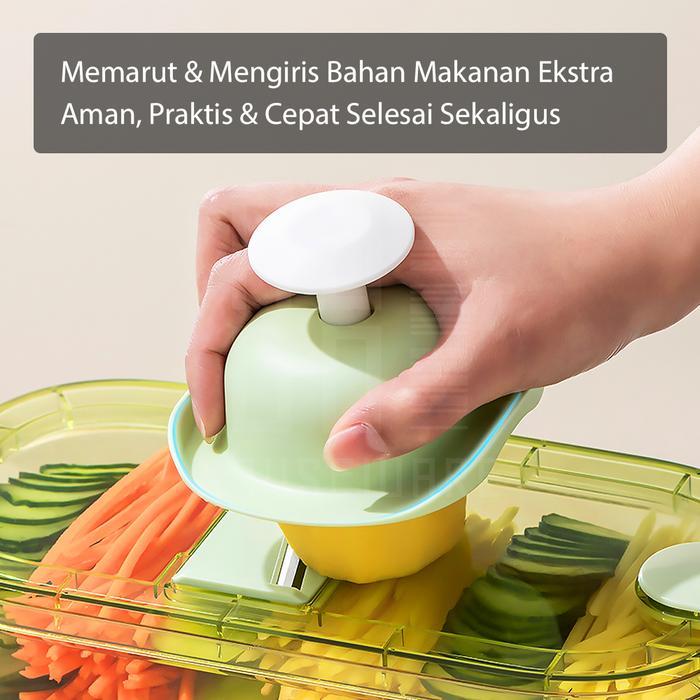 hugo parutan sayur dan buah 8 in 1 parutan serbaguna pemotong iris sayur dengan wadah premium