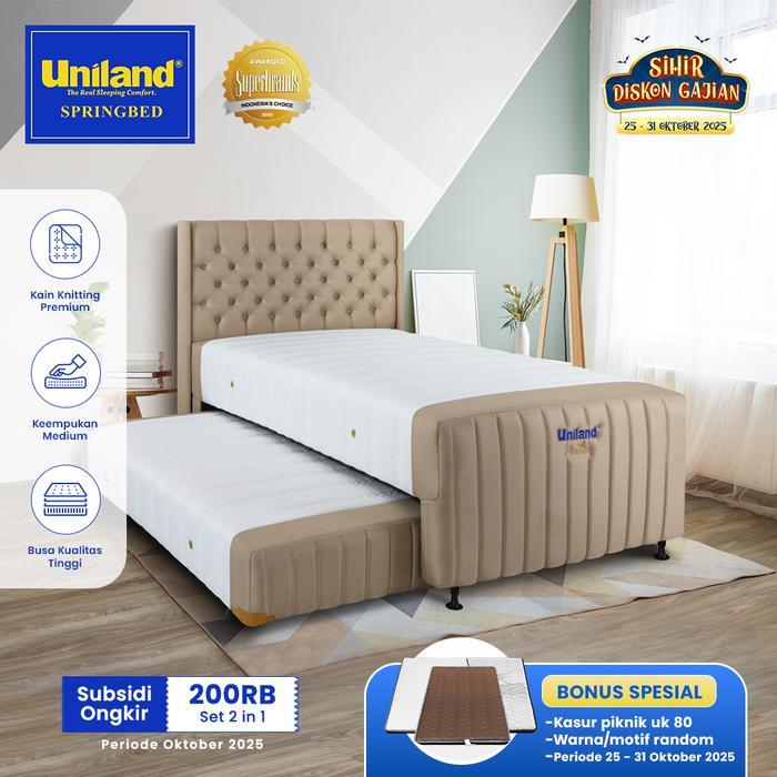 Uniland Springbed 2 in 1 Rivera Ashton - Kasur Spring Bed Sorong 2in1 - 90x200, Cream