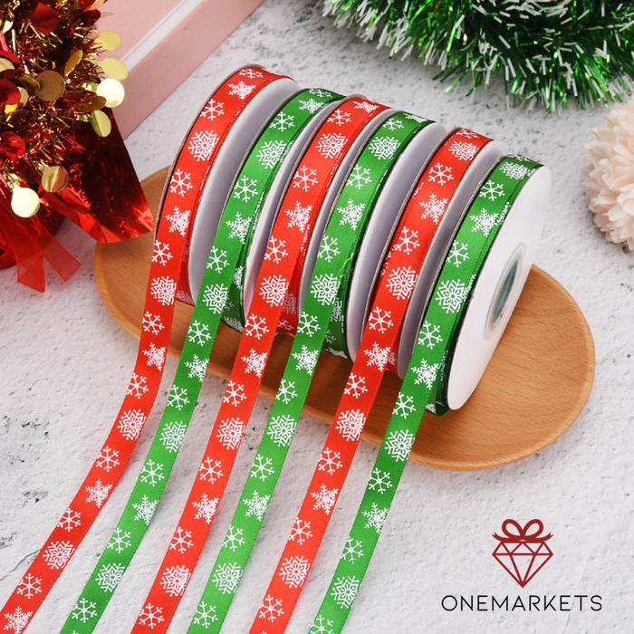 [Voucher] 1 ROLL Pita Natal 1cm - Ribbon 25 Yard Motif Uni Premium Christmas PS107