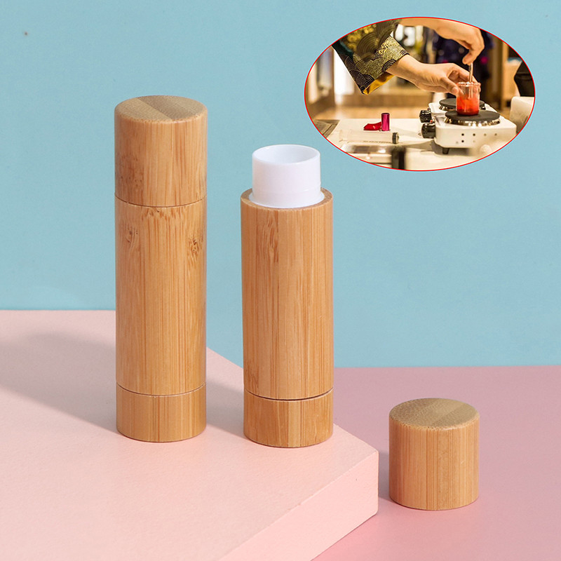 TERBARU 4ml Empty Natural Bamboo DIY Lipstick Lip Balm Lip Tube Cosmetic Container Empty Lip Gloss T