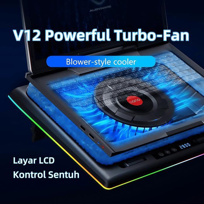 INKAC llano RGB Laptop Cooling Pad V12 Universal with Infinitely Variable Speed 15.6-21in Pendingin