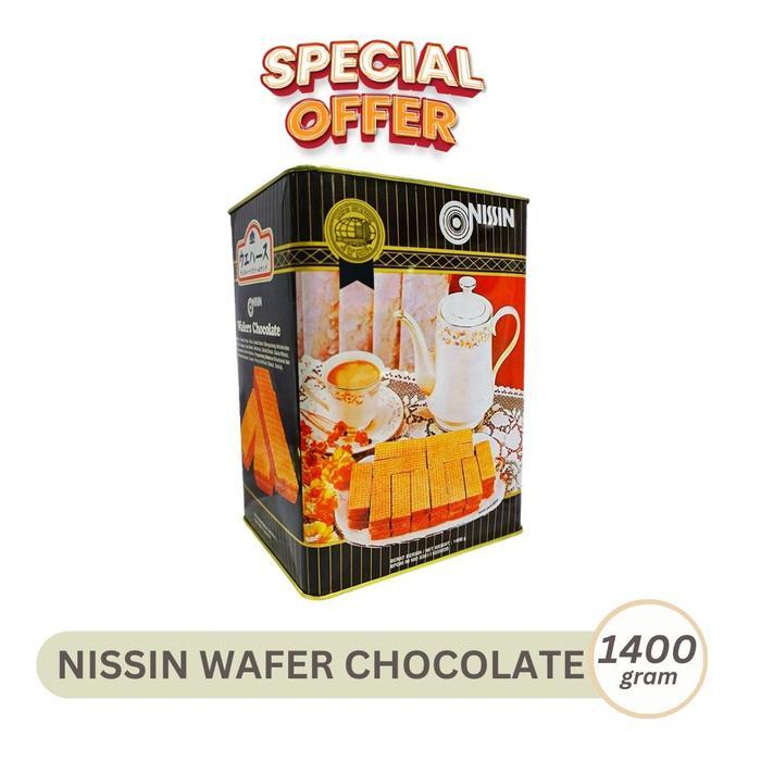 NISSIN WAFERS CHOCOLATE 1400GR WAFER COKLAT RENYAH KALENG BESAR 1,4KG