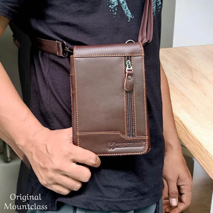 Tas Pinggang Hp Selempang Kulit Sapi Pria Vio Sling Bag Mini Bag Terbaru