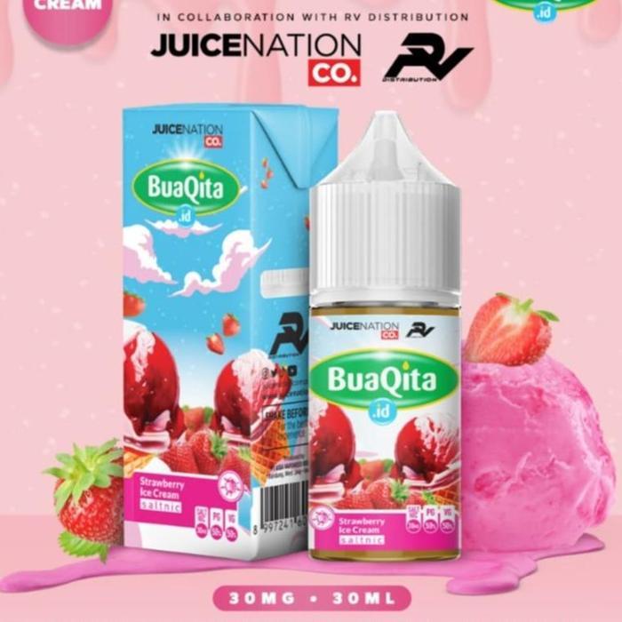 BUAQITA SALT STRAWBERRY ICE CREAM 30ML 30MG BY JUICENATION x RV