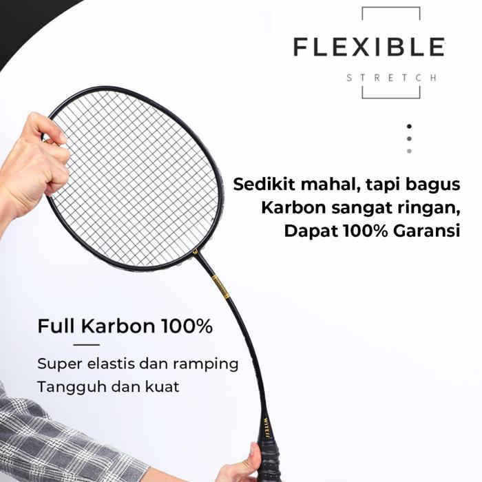 Xcl_Barkala - Raket Carbon / Badminton Racket Gr52 Silver + Senar & Cover - Original