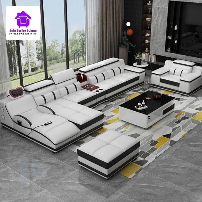 Sofa Leter L Modern Ruang Tamu Mewah Multifungsi