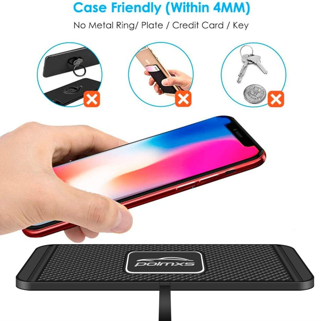 Polmxs Car Wireless Charging For 15W Qi Type C Wireless Charger Mat