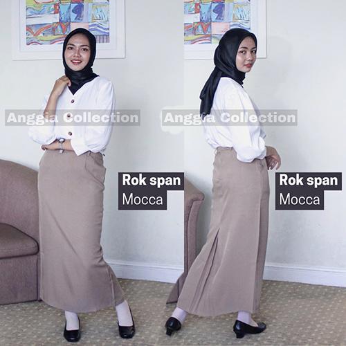 MUSLIFIX- Rok Span/Rok Kerja Wanita/Rok Formal Warna Moca Khaki Putih Silver Ungu Tua Cream
