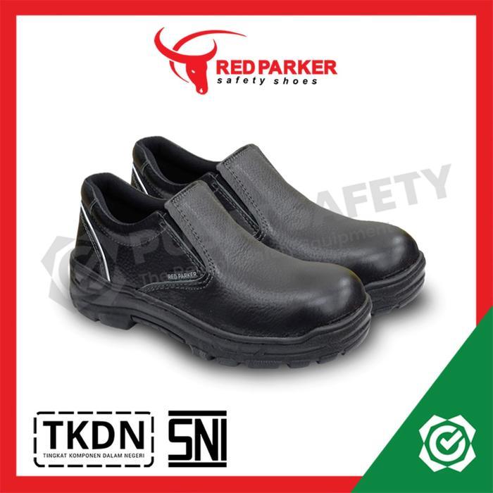 Sepatu Safety Kerja Pendek Slop Red Parker P182 Shoes Boots