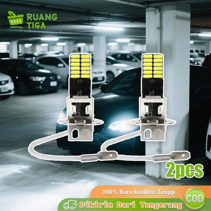 2pcs H3 Lampu Kabut Depan Mobil 48 LED Lampu Depan Ekor LED Lampu Kabut Lampu Berjalan Siang Hari