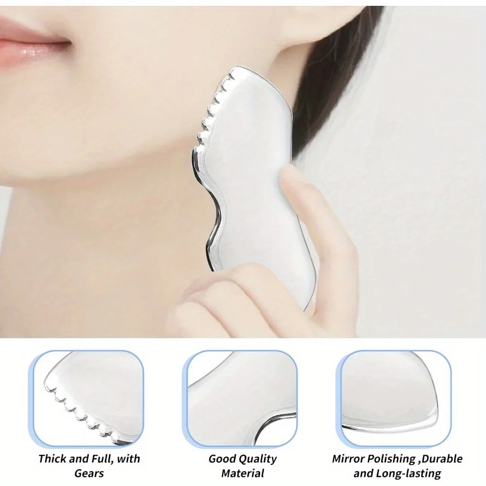 Gua Sha Stainless Steel, Metal Face Gua Sha For Jaw Sculpting, Guasha Tool Face Body Gua Sha (Siery)