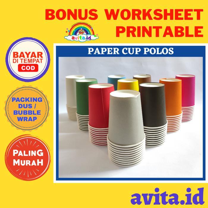 avita.id Paper Cup Warna Warni Polos Gelas Kertas Pesta Kopi Coffee Teh