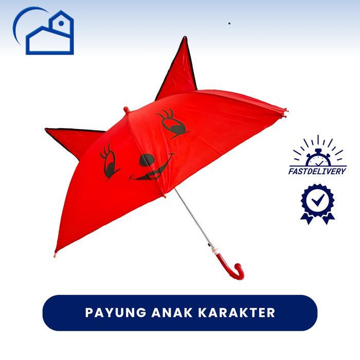 HOMESTATION - Payung Anak Kuping Hewan Cutie Warna-Warni / Payung Pelangi Kepala Anak Besi Gagang