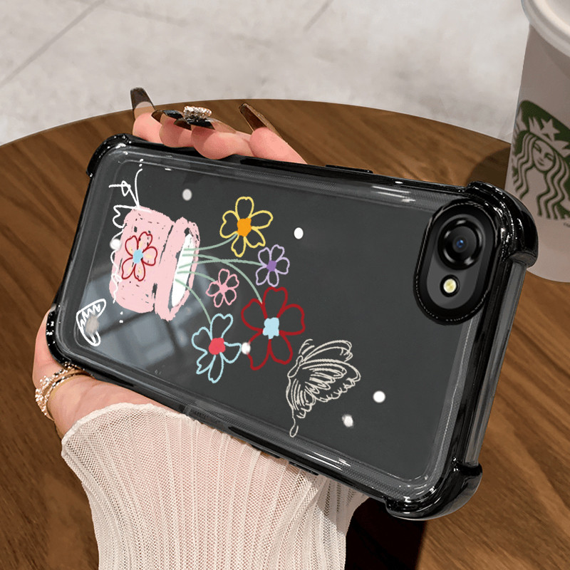 Casing Hp untuk OPPO A3 4G A3 5G A3X 4G A3X 5G A3 Pro 5G Case Casing Pot Bunga Graffiti pola Cesing 