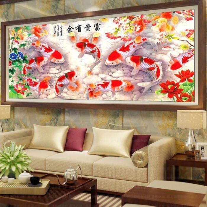 DIY Diamond Painting Full. Ikan koi taman bunga 20075 cm D619SB