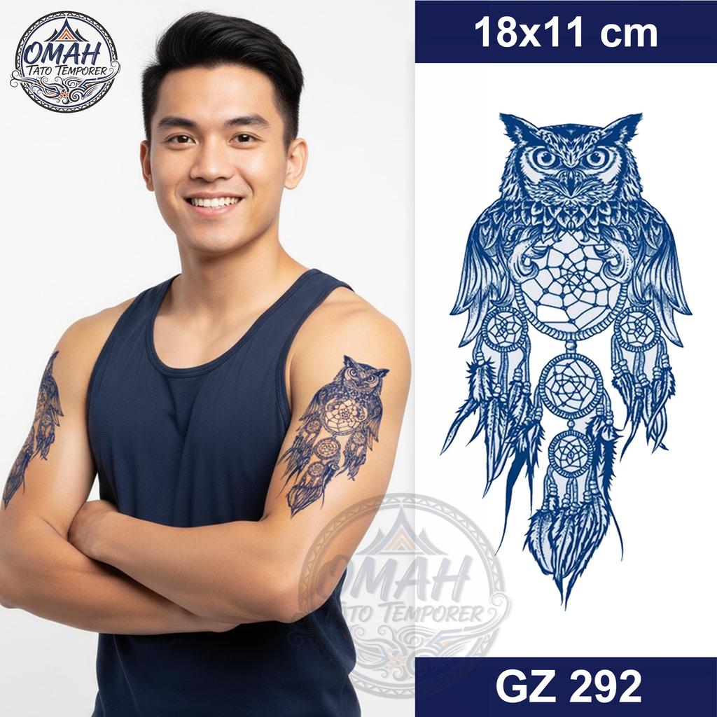 GZ 292 Tato Temporer Semi Permanen Tattoo Temporary Waterproof Motif Burung Hantu Tahan 1 Bulan