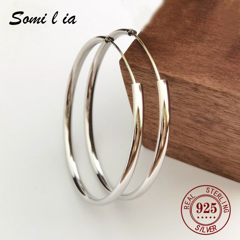 Somila Fashion S925 Earrings 70mm Diameter Big Hoop Earrings For Women Brincos Jewelry Accessories