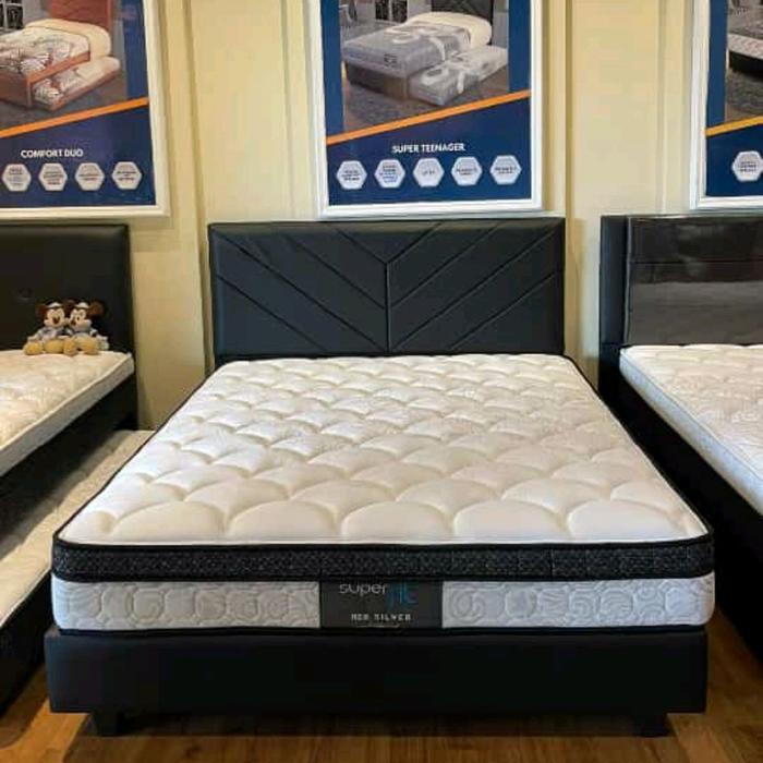 Set comforta superfit neo silver kasur plus divan sandaran original spring bed - set 120 x 200