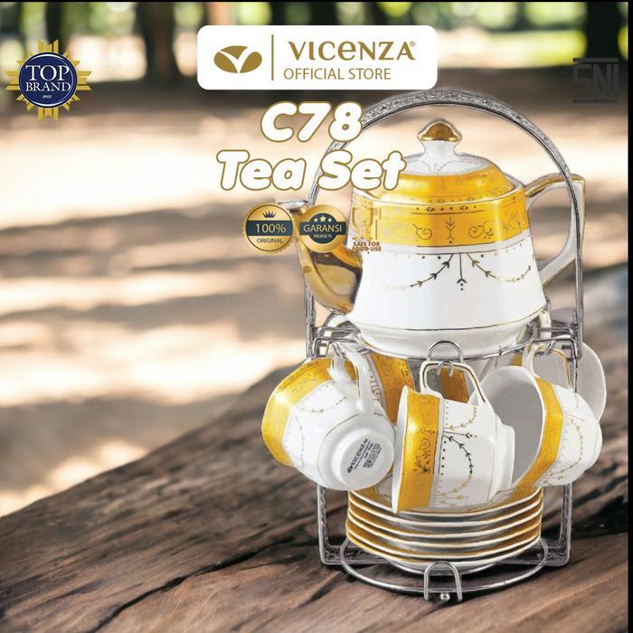 Vicenza Tea Set - Perangkat Cangkir Minum Teh C78 Padi