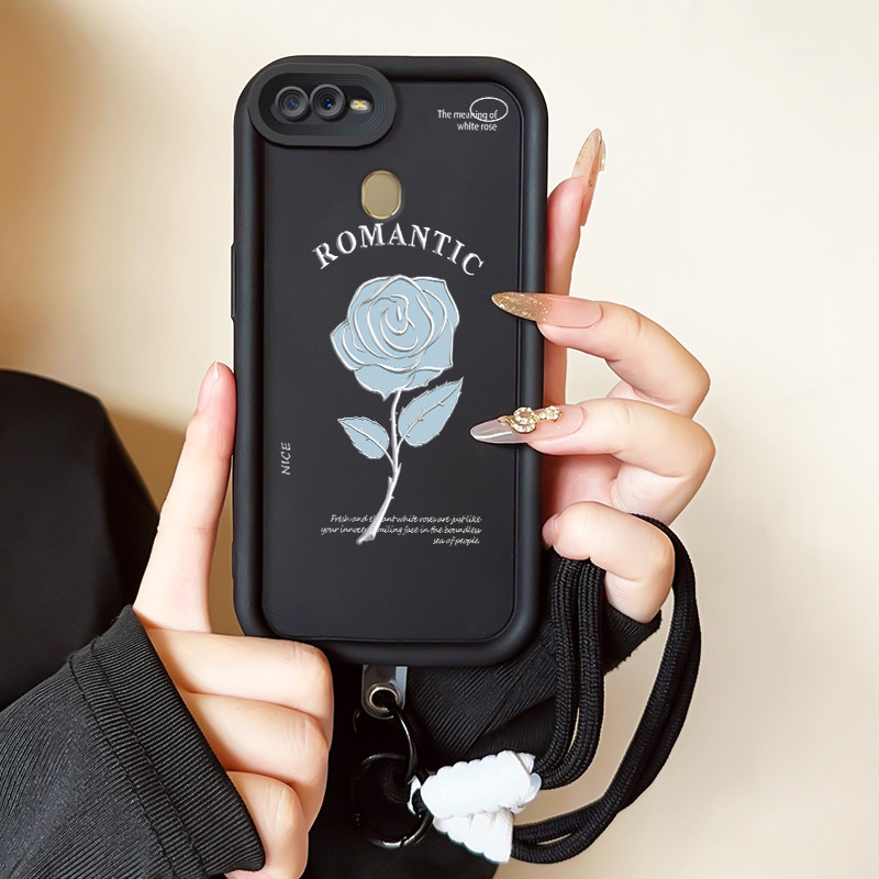 Casing Hp untuk OPPO A7 A5s A12 A12s A11K Case Casing HP Softcase Ponsel Soft Shell dengan Tali Sili