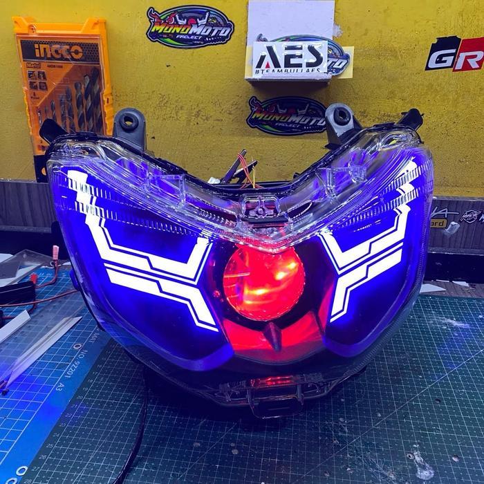 HEADLAMP BILED NMAX OLD LAMPU UTAMA NMAX OLD PROJIE Asli PNP (REQUEST)