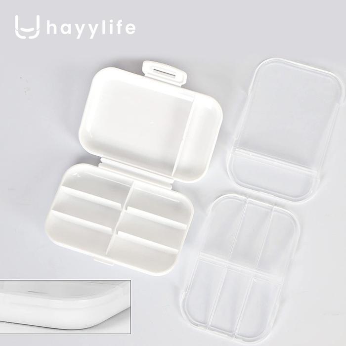 4abs- Hayylife Kotak Penyimpanan Obat Harian Segel 8 Sekat, Mini Portable Tempat Pil Tablet