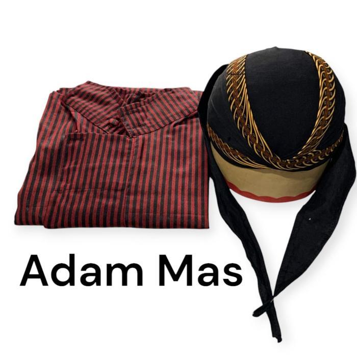 SIAPKIRIM Baju surjan lurik pria dewasa Set baju dan blangkon jogja surjan lurik cokelat hijau niru