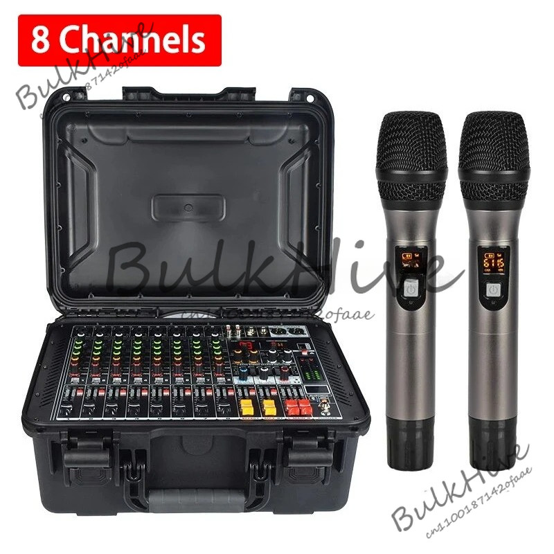 8 Channel Sound Audio Mixer Handheld Box Dj Mixing Console With Power Amplifier Bluetooth Usb