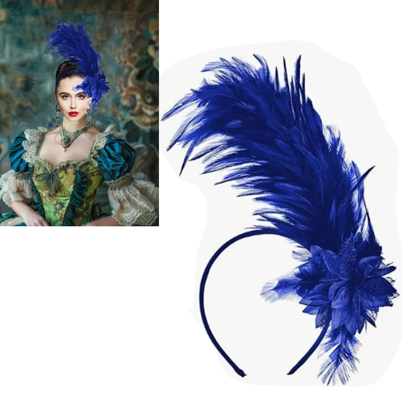 Women's 1920s Feather Fascinator Headband,Flower Headpiece Gatsby Derby Hat Carnival Hawaii