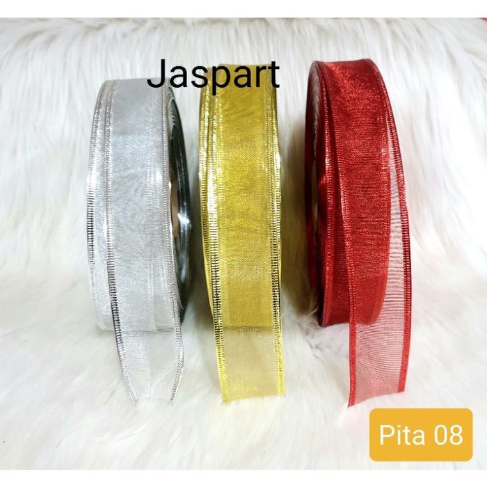 PITA METERAN GLITTER NATAL PINGGIR KAWAT PITA PARCEL PITA CHRISTMAS PITA HIASAN CANTIK PITA NATAL