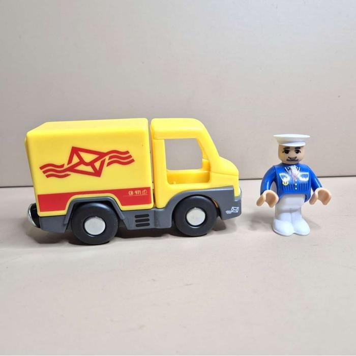 Mainan Truk Logistik kuning sambungan magnetic kompatibel kereta track rel kayu